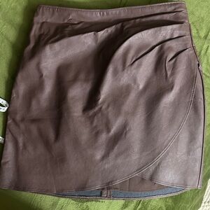 Abercrombie & Fitch Brown Faux Leather Wrap Mini Skirt size XS